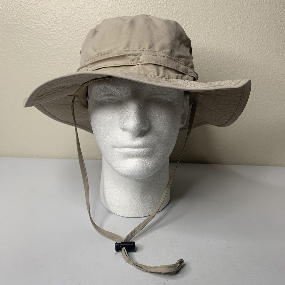 Stetson No Fly Zone Sun Guard Outdoor Bucket Hat Khaki Tan Men’s Nylon Polyester